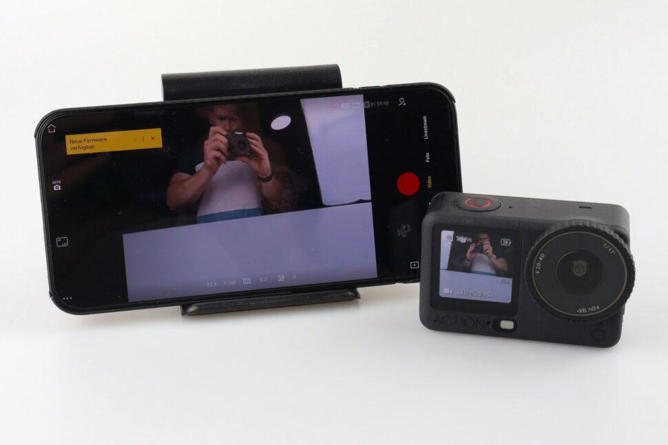 DJI Osmo Action 6 Test Setup mit Smartphone 1 DJI Osmo Action 6 Test Setup mit Smartphone 1