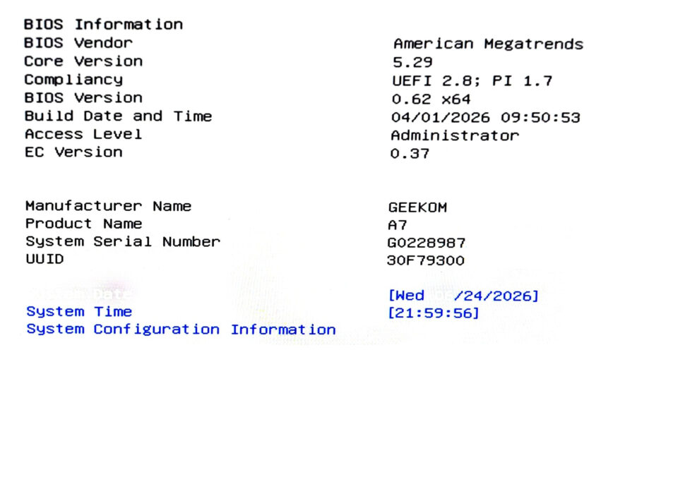 Geekom A7 2026 UEFI 2 Geekom A7 2026 UEFI 2