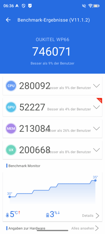 Oukitel WP66 Leistung 3 Oukitel WP66 Leistung 3