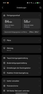 Roborock Qrevo S Pro Test Screenshot Einstellungen Roborock Qrevo S Pro Test Screenshot Einstellungen