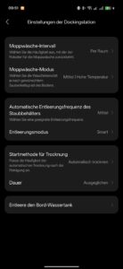 Roborock Qrevo S Pro Test Screenshot Servicestation Einstellungen Roborock Qrevo S Pro Test Screenshot Servicestation Einstellungen