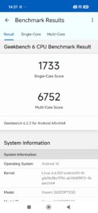 Xiaomi 17T Test Screenshot geekbench6 Xiaomi 17T Test Screenshot geekbench6