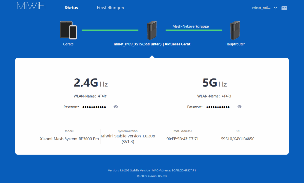 Xiaomi BE3600 Pro Test Weboberflaeche 2 Xiaomi BE3600 Pro Test Weboberflaeche 2