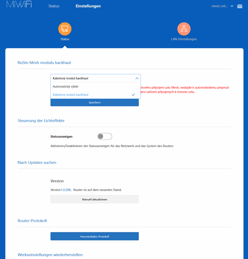 Xiaomi BE3600 Pro Test Weboberflaeche 3 Xiaomi BE3600 Pro Test Weboberflaeche 3
