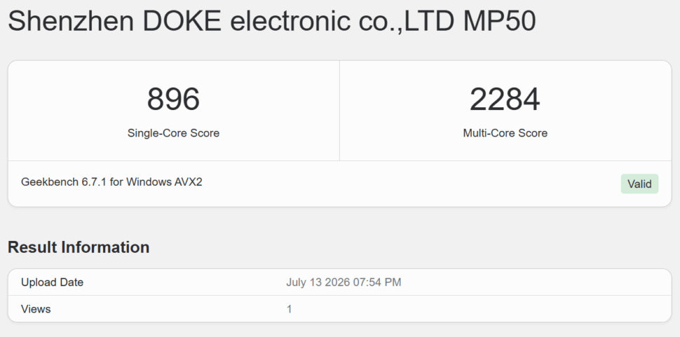 Blackview MP50 Geekbench 6 Blackview MP50 Geekbench 6