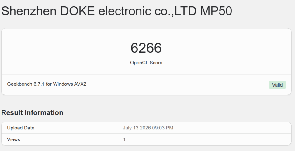 Blackview MP50 Geekbench 6 OpenCL Blackview MP50 Geekbench 6 OpenCL