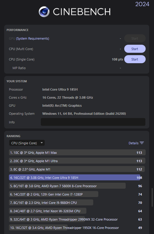 Geekom IT13 Max Cinebench SC Geekom IT13 Max Cinebench SC
