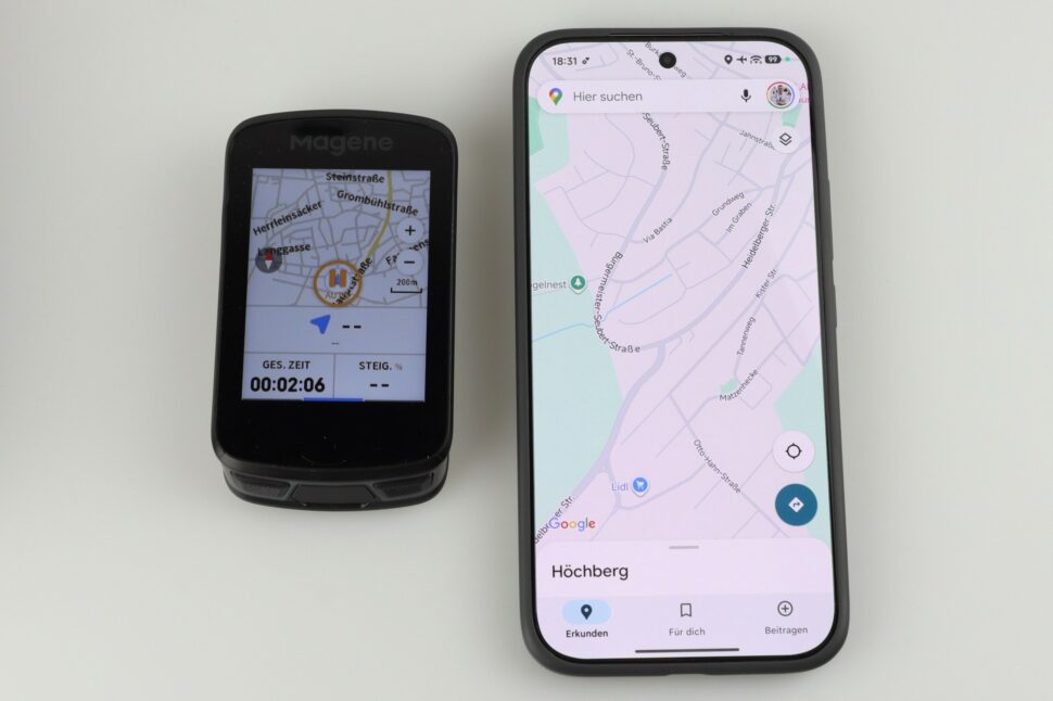Magene C606 v2 Test Navi Vergleich mit Smartphone Magene C606 v2 Test Navi Vergleich mit Smartphone