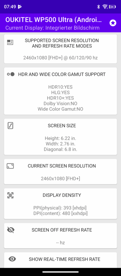 oukitel wp500ultra display oukitel wp500ultra display