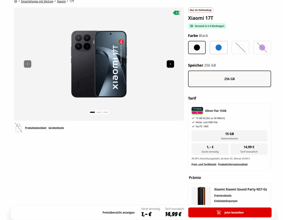 Xiaomi 17T Vertrag Angebot MM Xiaomi 17T Vertrag Angebot MM