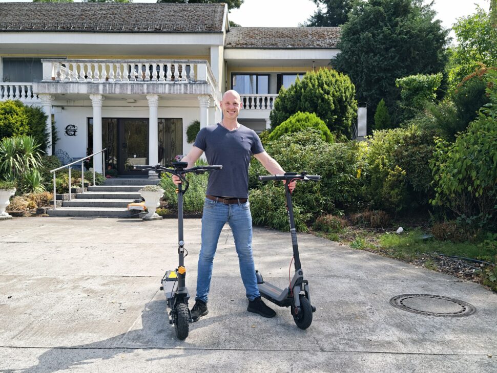 ausom l1 abe ninebot e3 pro d groessenvergleich mit fahrer Ausom L1 ABE und Ninebot E3 Pro D im Größenvergleich mit Fahrer