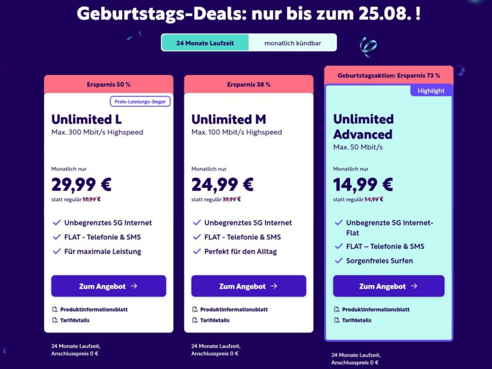 Unlimited Mobile Angebote August 2026 3 Unlimited Mobile Angebote August 2026 3