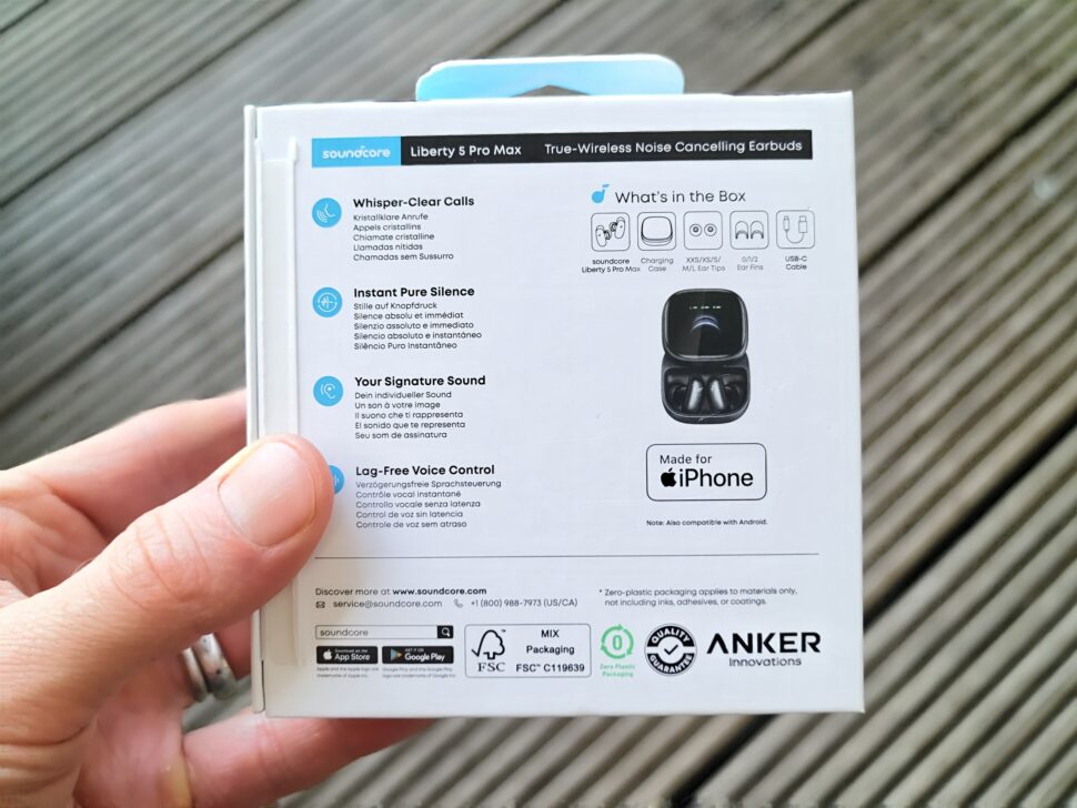 soundcore liberty 5 pro max verpackung rueckseite Soundcore Liberty 5 Pro Max Verpackung Rueckseite