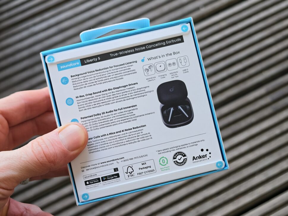 soundcore liberty 5 verpackung rueckseite Soundcore Liberty 5 Verpackung Rueckseite
