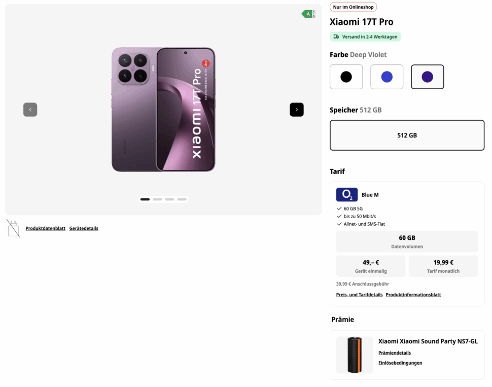 xiaomi 17t pro o2 blue m kostenrechnung xiaomi 17t pro o2 blue m kostenrechnung