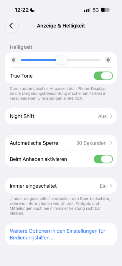 apple iphone 18 pro display settings brightness true tone Apple iPhone 18 Pro Screenshot