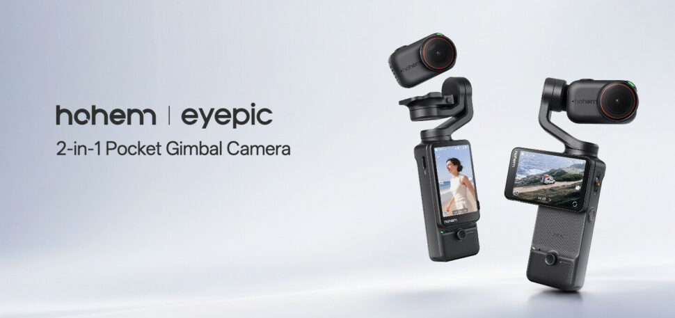 hohem eyepic hersteller keyvisual Key-Visual der Hohem Eyepic mit abnehmbarer Kamera und Gimbal-Griff