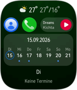 Huawei Watch D3 Test Screenshot Uhr Kachel Kalender Huawei Watch D3 Test Screenshot Uhr Kachel Kalender