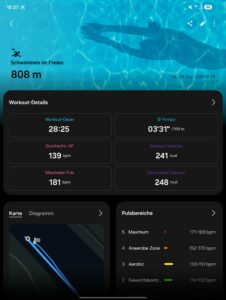 Samsung Galaxy Watch Ultra 2 Test Screenshot Schwimmen Samsung Galaxy Watch Ultra 2 Test Screenshot Schwimmen