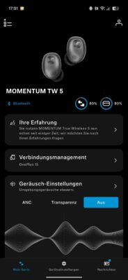 Sennheiser Momentum True Wireless 5 Test Screenshot 2 App Startseite Sennheiser Momentum True Wireless 5 Test Screenshot 2 App Startseite