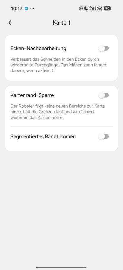 TerraMow Mini 500 App Edge Settings TerraMow Mini 500: App Edge Settings