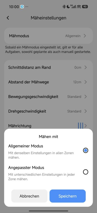 TerraMow Mini 500 App Mowing Mode TerraMow Mini 500: App Mowing Mode