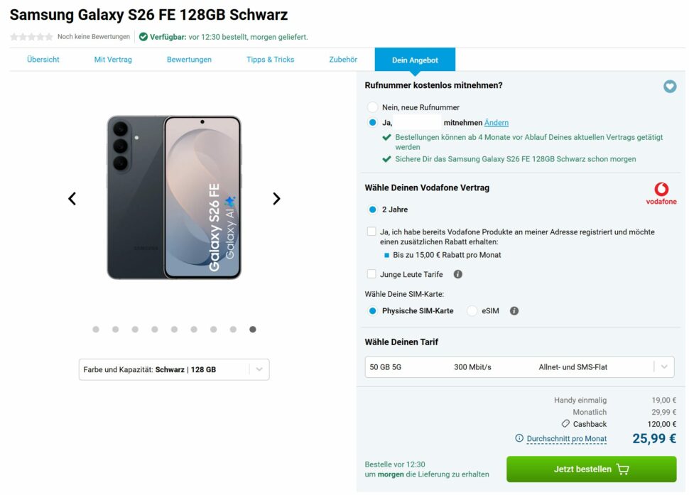 Samsung Galaxy S26 FE Gomibo Vodafone Tarif Deal Sep 2026 update Samsung Galaxy S26 FE Gomibo Vodafone Tarif Deal Sep 2026 update