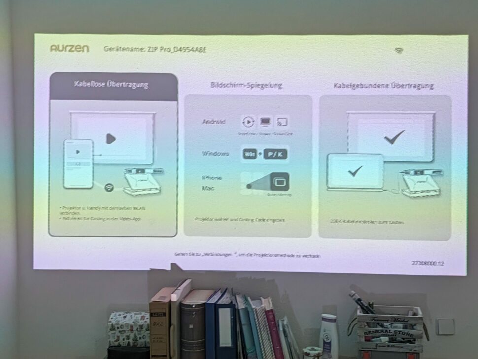 Aurzen ZIP PRO 34 Aurzen ZIP PRO projizierte Präsentationsfolie