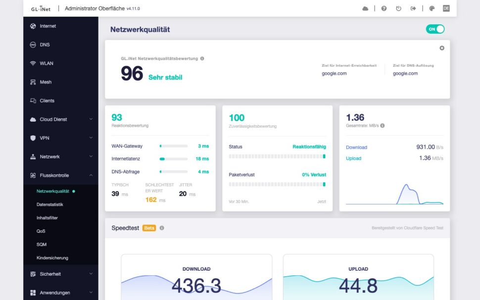 glinet beryl ax network quality speedtest glinet beryl ax network quality speedtest