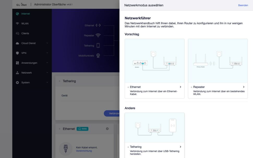 glinet beryl ax setup internet wizard glinet beryl ax setup internet wizard