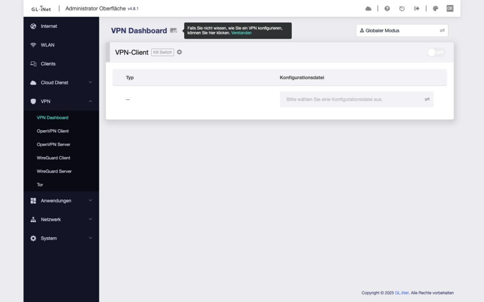glinet beryl ax vpn dashboard glinet beryl ax vpn dashboard