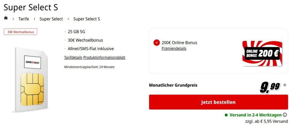 MediaMarkt Super Select S 200 Online Bonus MediaMarkt Super Select S 200 Online Bonus