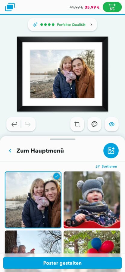 myposter konfigurator bildauswahl handy Bilderpool im Myposter-Konfigurator auf dem Handy