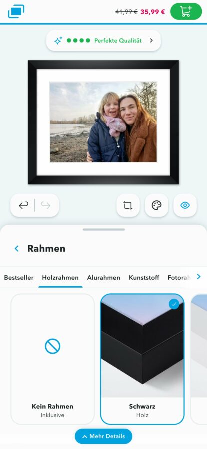 myposter konfigurator rahmen handy Rahmenauswahl im Myposter-Konfigurator auf dem Handy